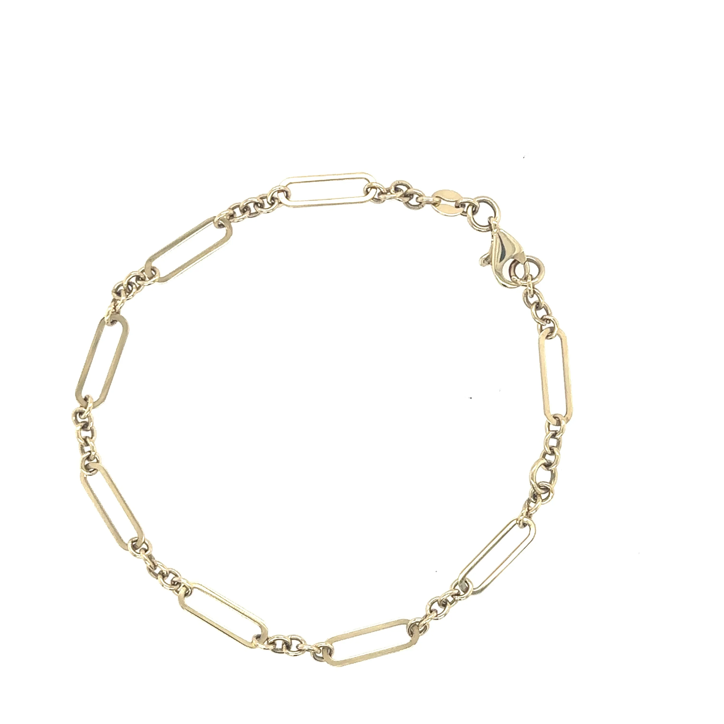 10K Gold Mixed Link Rolo and Paperclip Bracelet