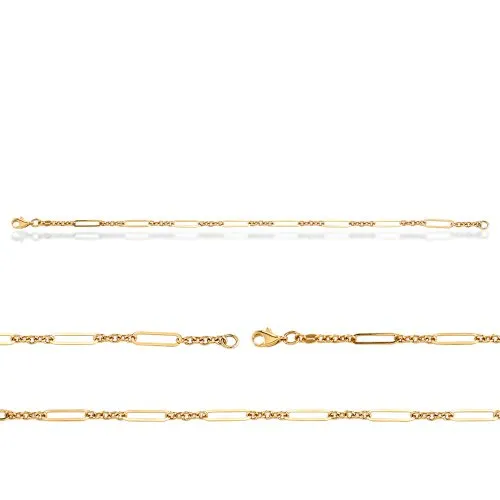 10K Gold Mixed Link Rolo and Paperclip Bracelet