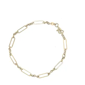 10K Gold Mixed Link Rolo and Paperclip Bracelet