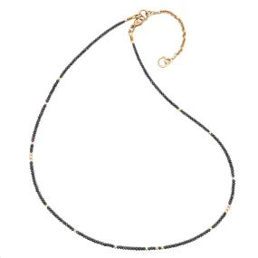 14k Black Diamond Beads Adjustable Necklace 8.45TCW