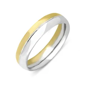 18ct Gold Bi-Colour Court Shape Wedding Ring