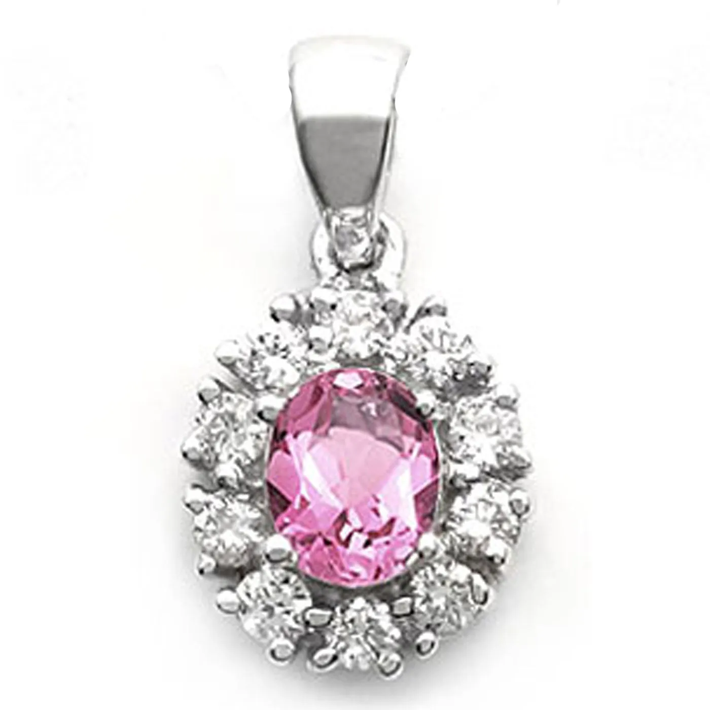 18k White Gold Pink Sapphire and Diamond Flower Pendant