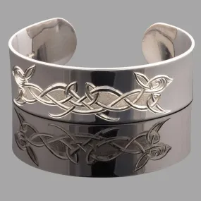 2cm Wide Ladies Hand Engraved Celtic Hare Cuff Bracelet