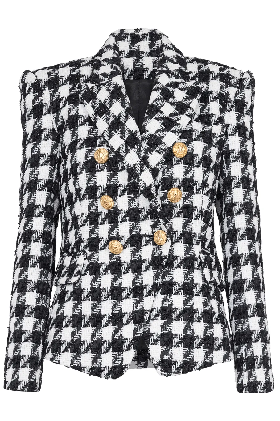 6 Button Houndstooth Tweed Jacket