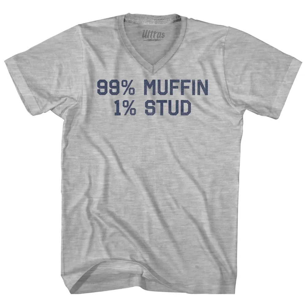 99% Muffin 1% Stud Adult Cotton V-neck T-shirt