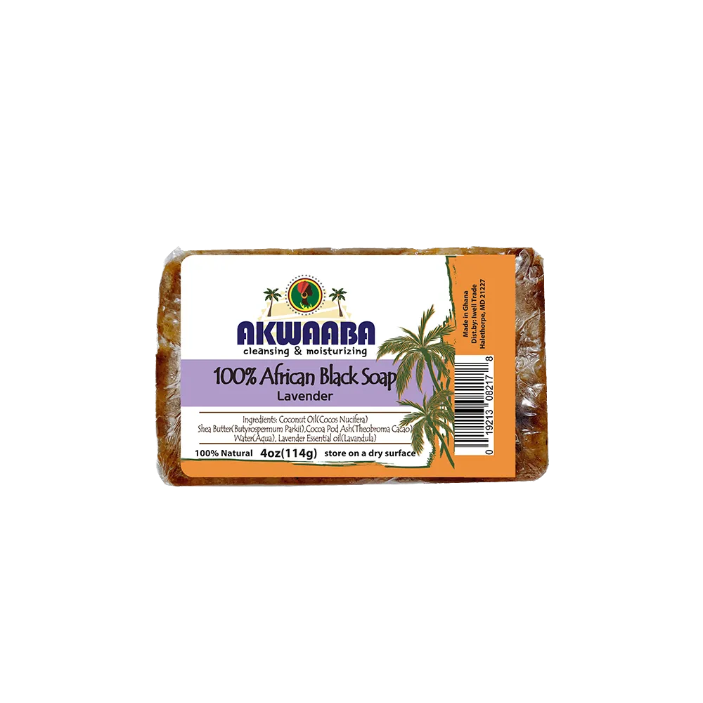 Akwaaba African Black Soap Bar (Lavender) 4oz