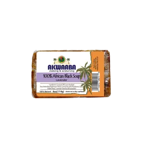 Akwaaba African Black Soap Bar (Lavender) 4oz