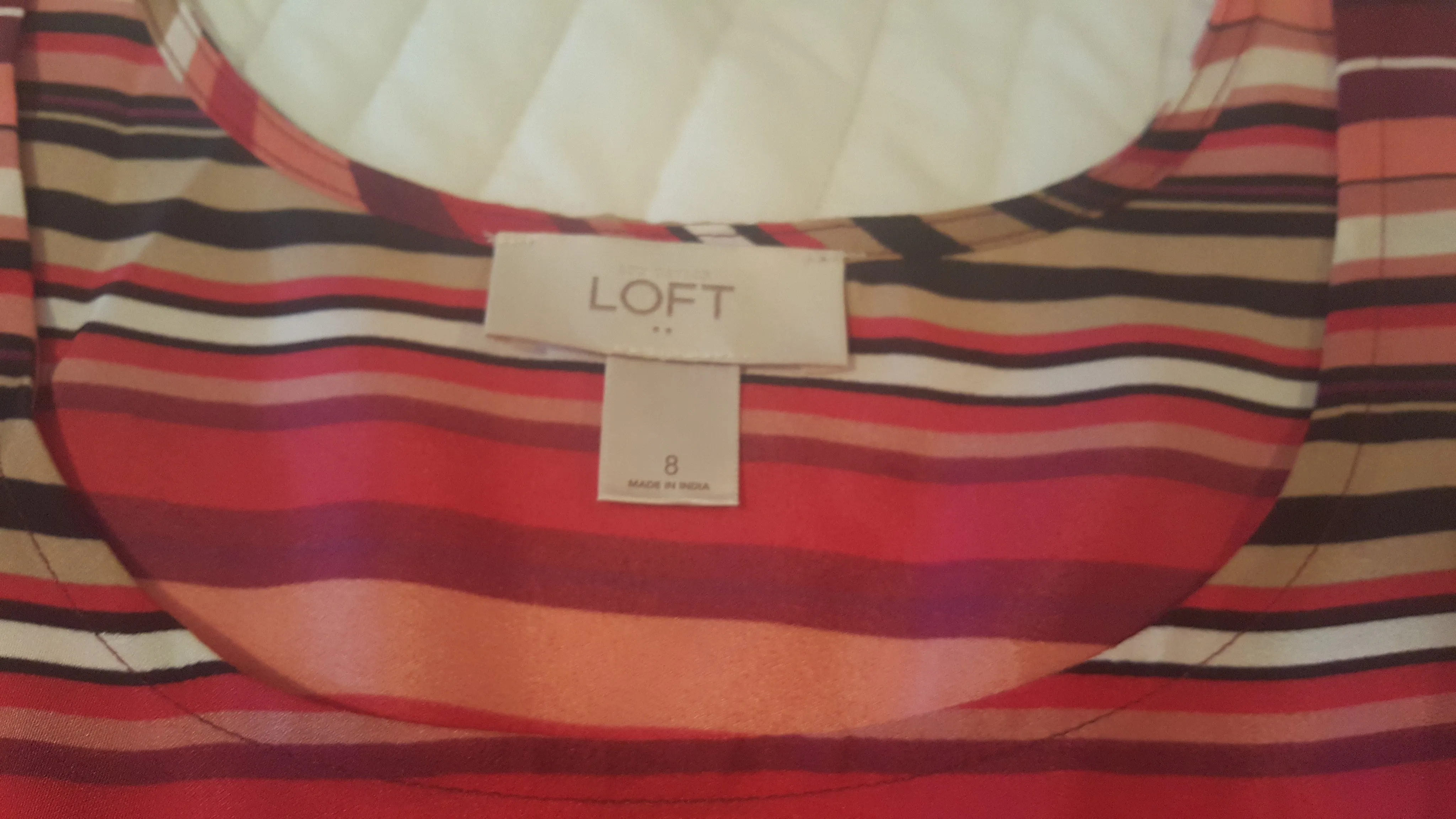 Ann Taylor Loft Sleeveless Knee Length Striped Polyester Dress