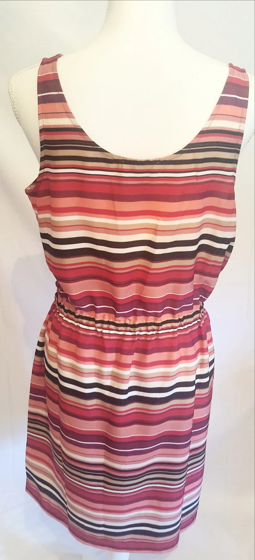 Ann Taylor Loft Sleeveless Knee Length Striped Polyester Dress