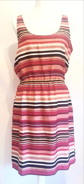 Ann Taylor Loft Sleeveless Knee Length Striped Polyester Dress