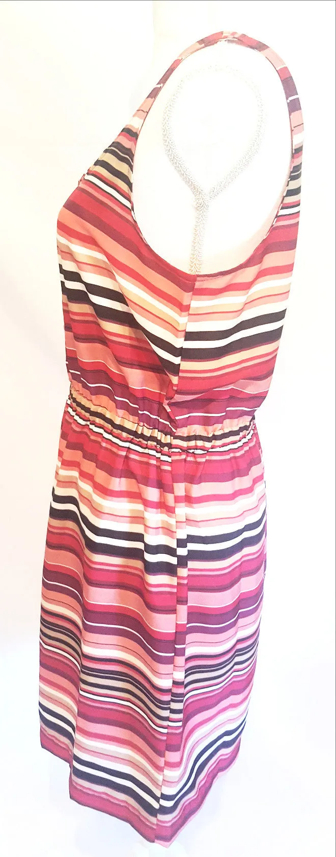 Ann Taylor Loft Sleeveless Knee Length Striped Polyester Dress