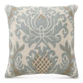 Aqua & Beige Damask Pillow