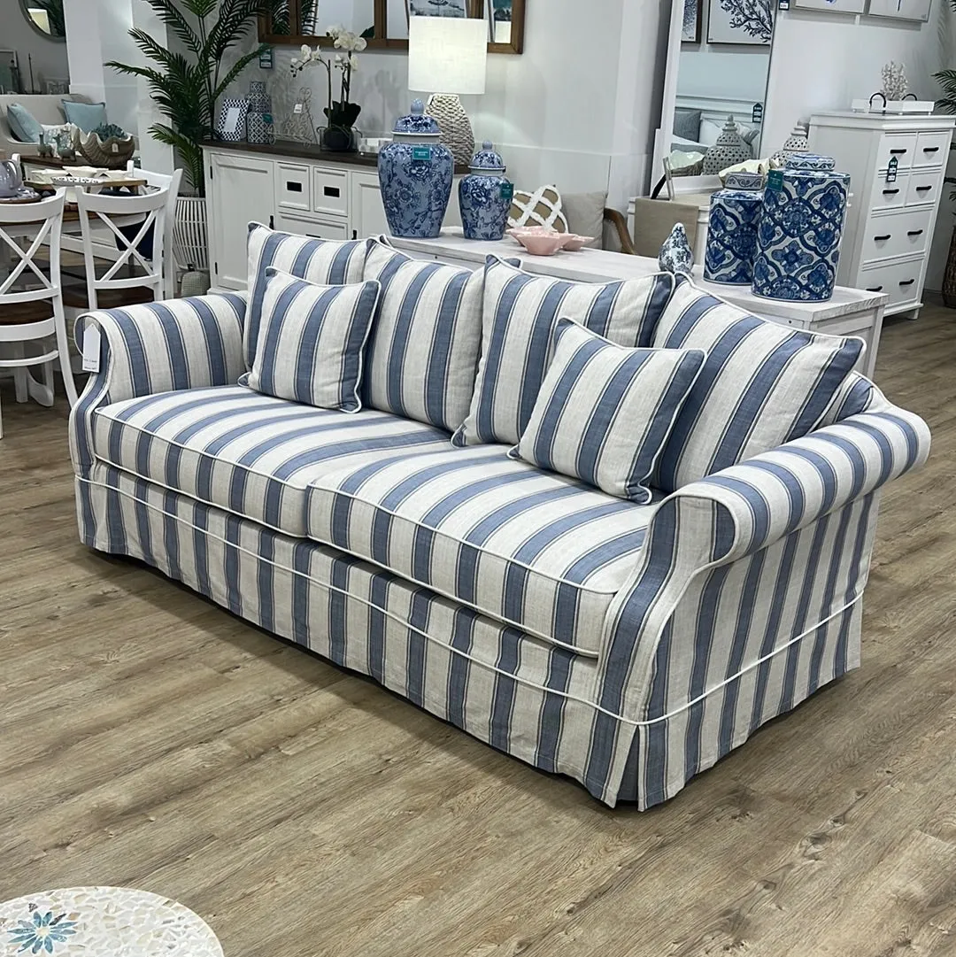 Ayla 3 Seater Sofa Blue Stripe