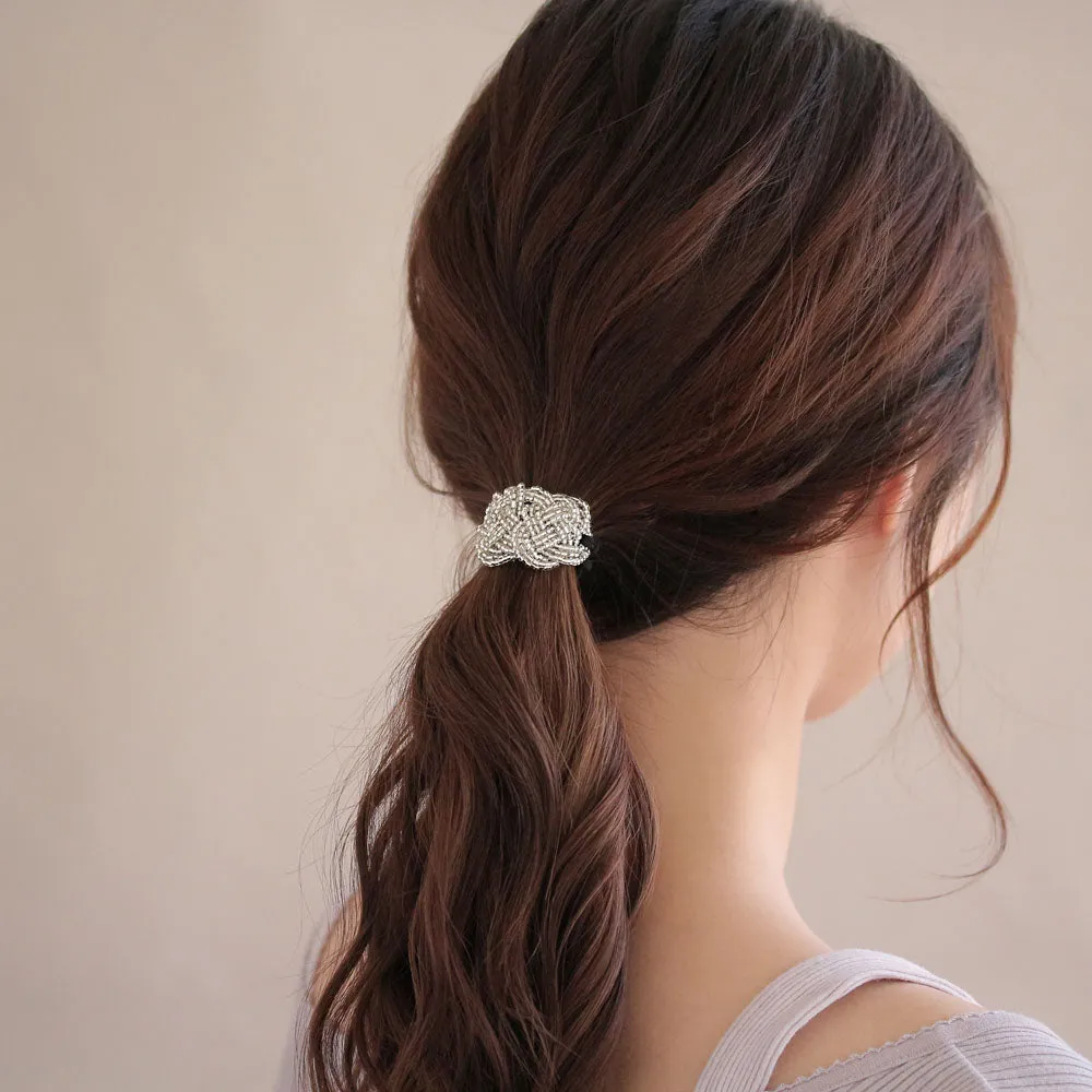 Beaded Mizuhiki knot Hair Tie