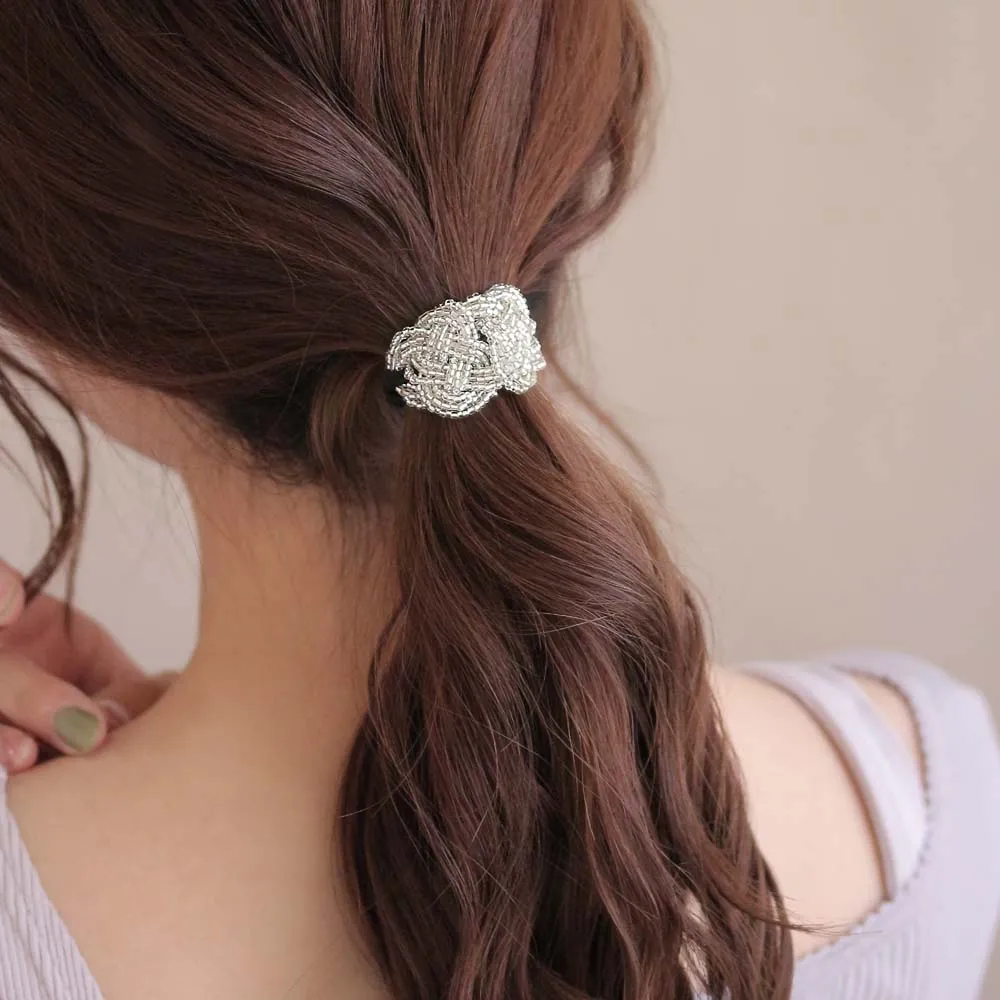 Beaded Mizuhiki knot Hair Tie