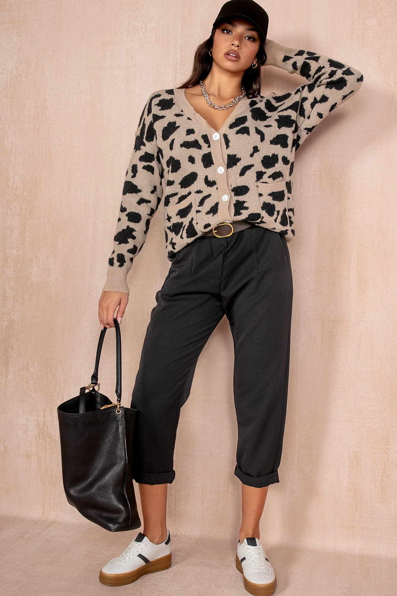 Beckett Camel Animal Print Cardigan