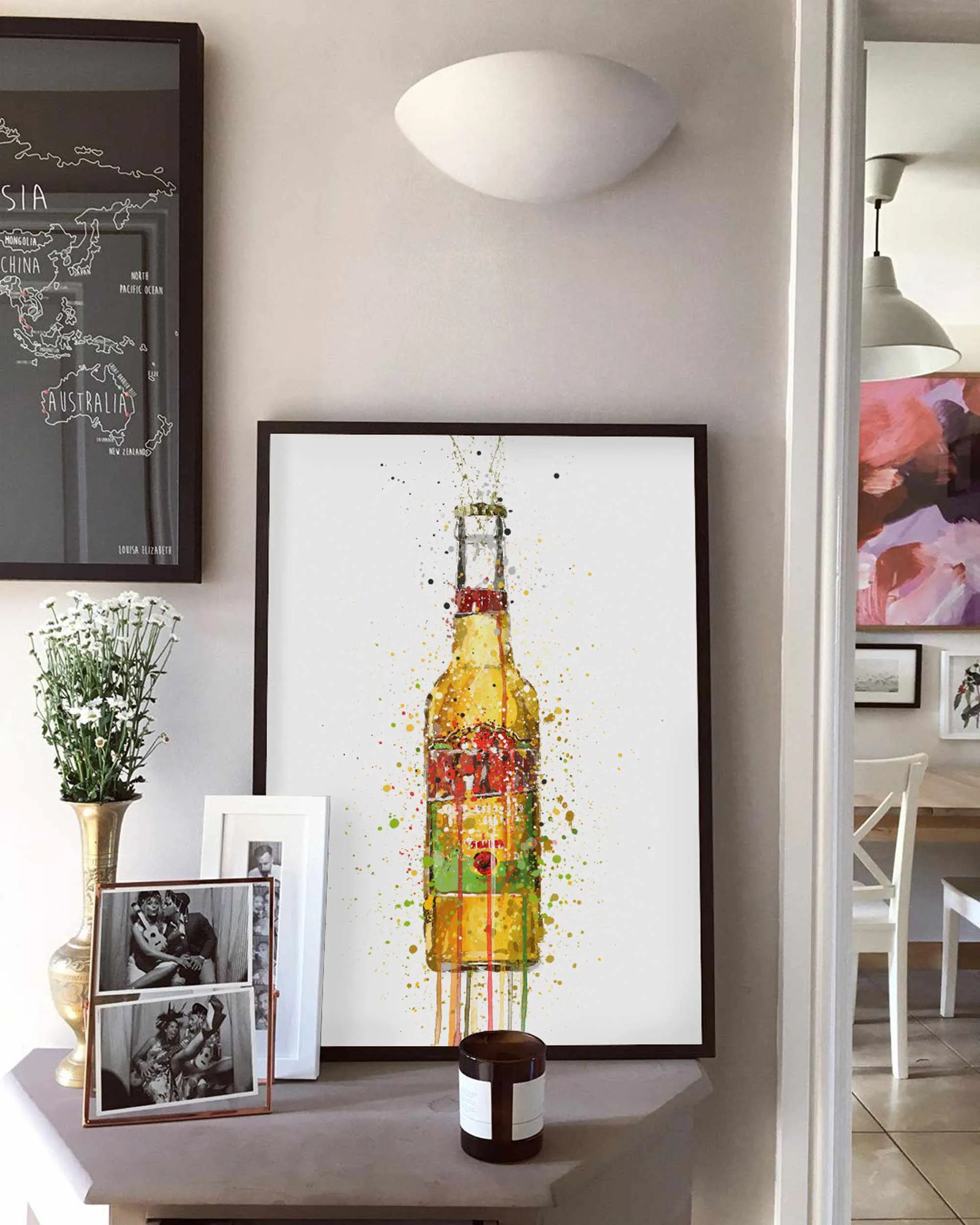 Beer Bottle Wall Art Print 'Aztec Gold'