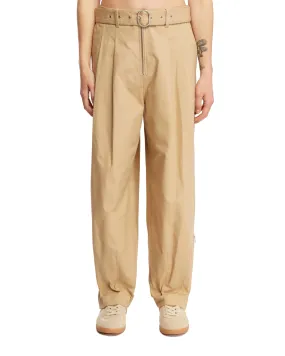 Beige Belted Trousers