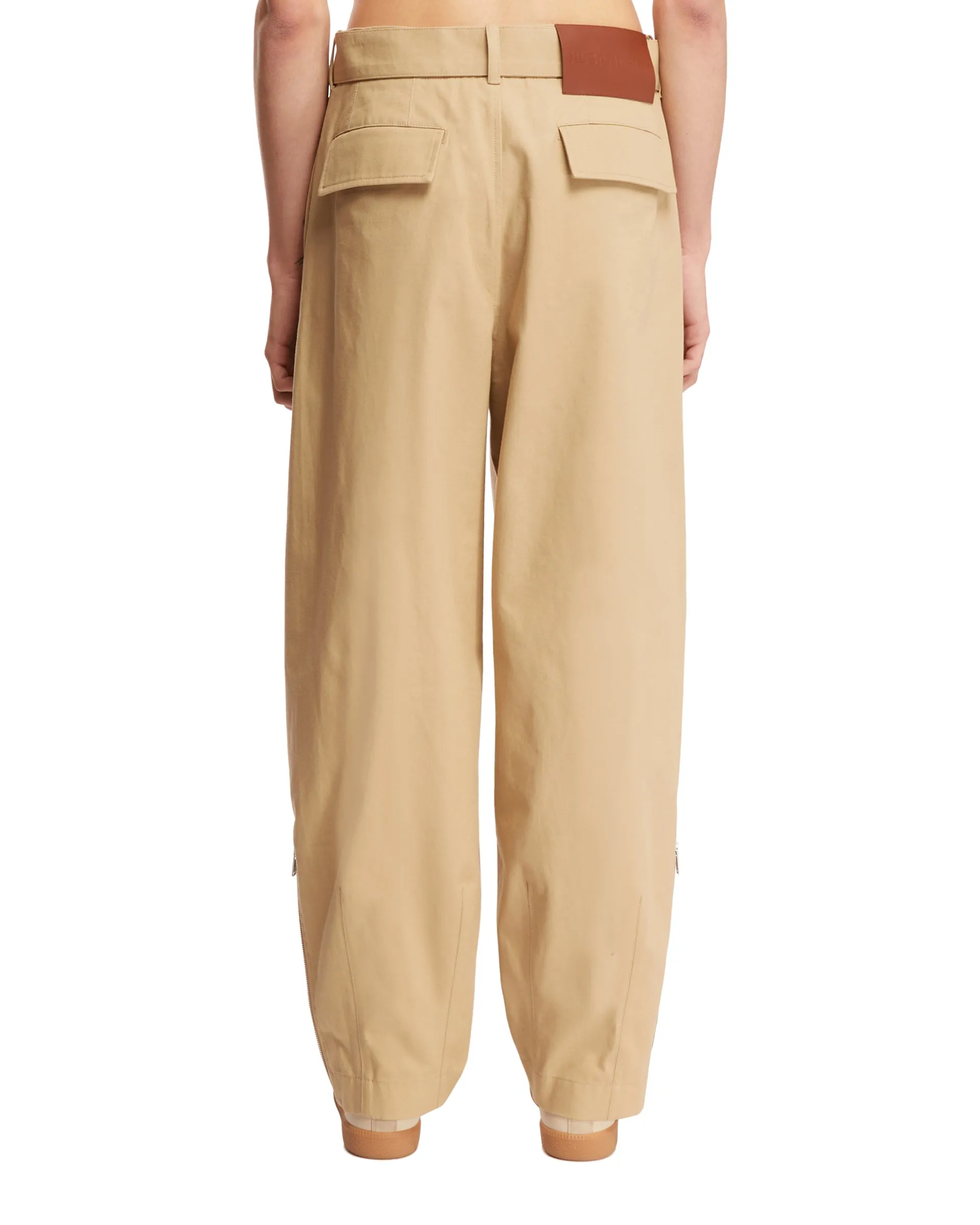 Beige Belted Trousers