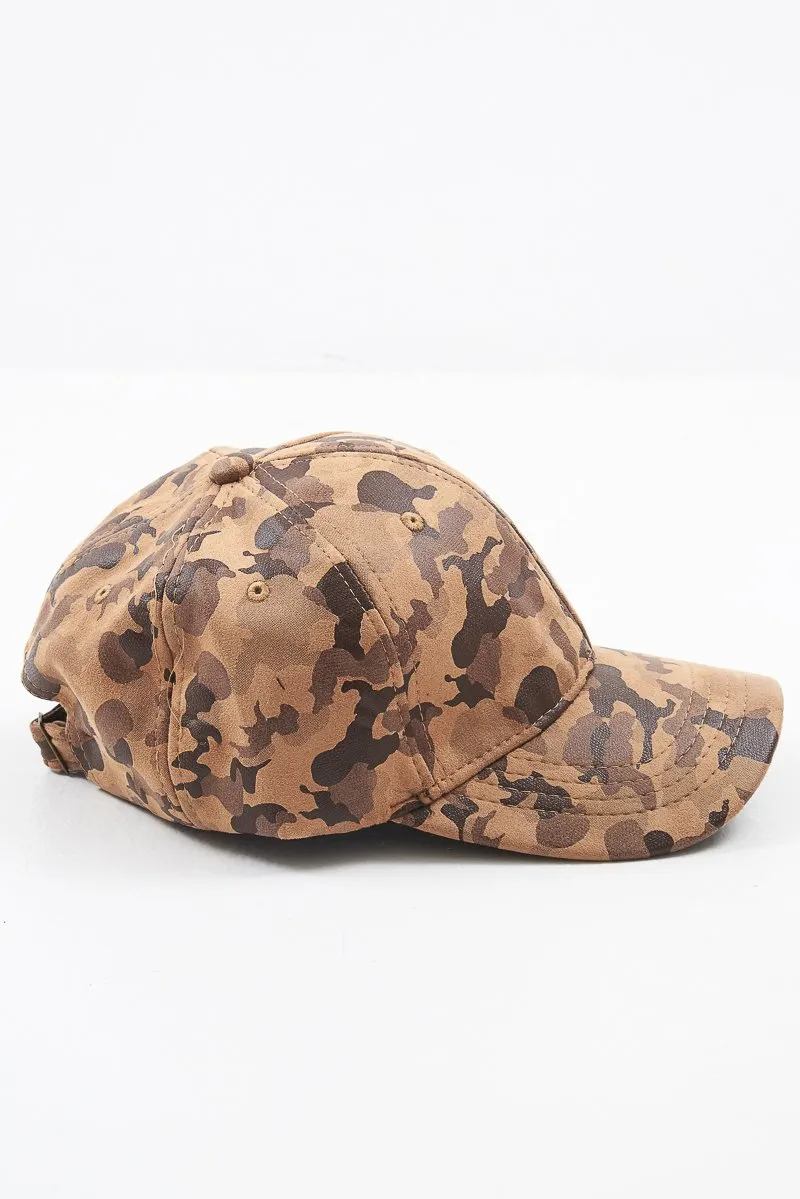 Beige Camoflage Print Cap Hat - Lannie