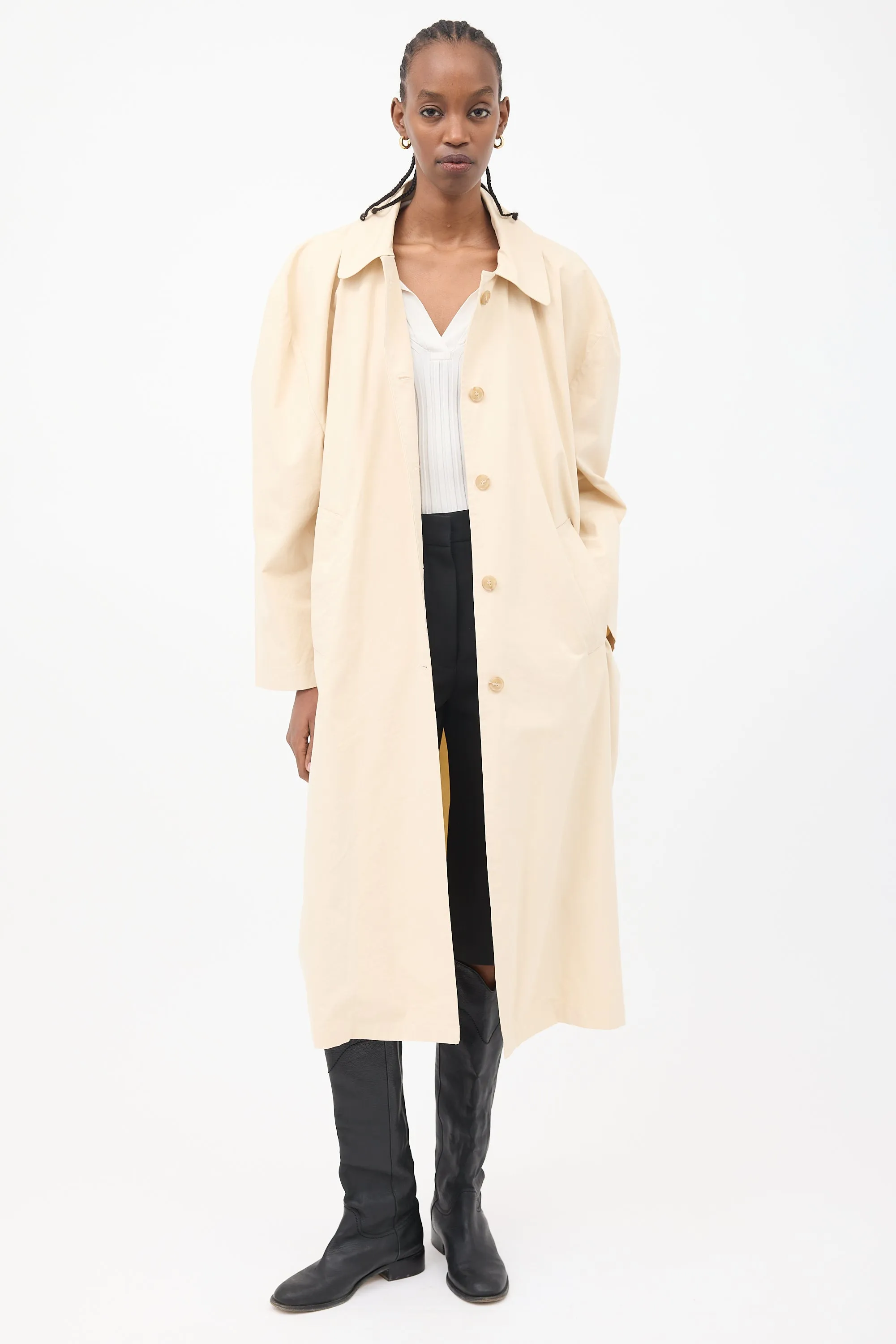 Beige Oversized Trench Coat