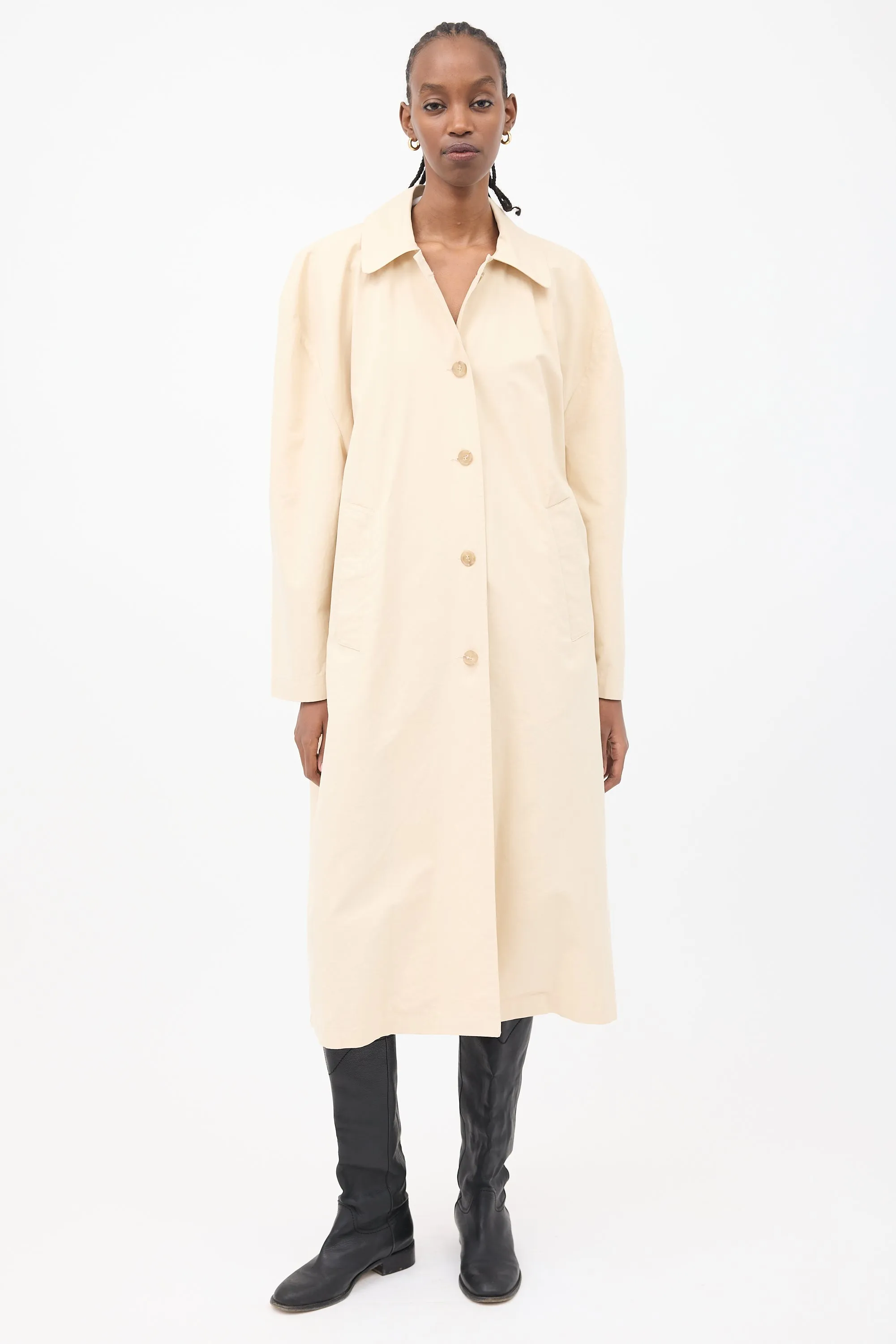 Beige Oversized Trench Coat