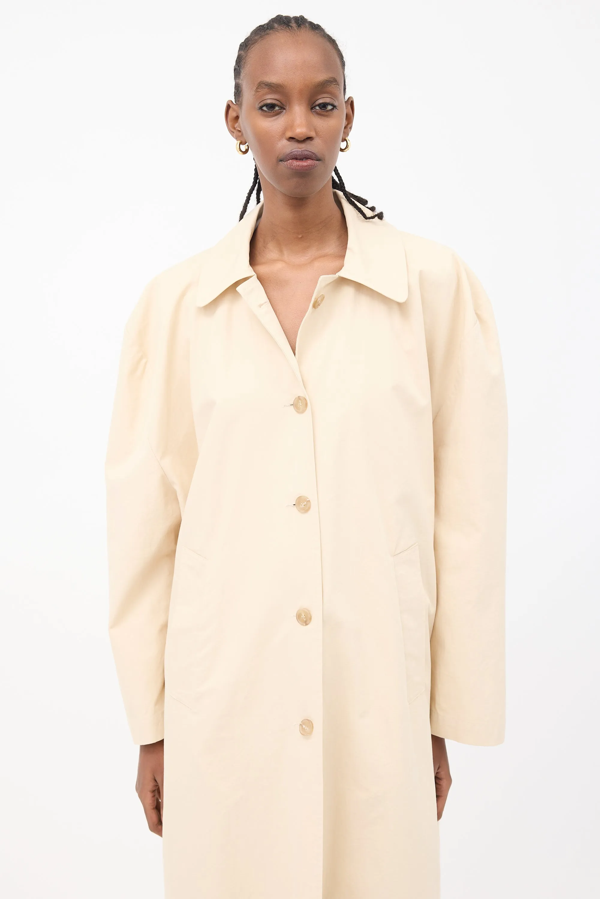 Beige Oversized Trench Coat