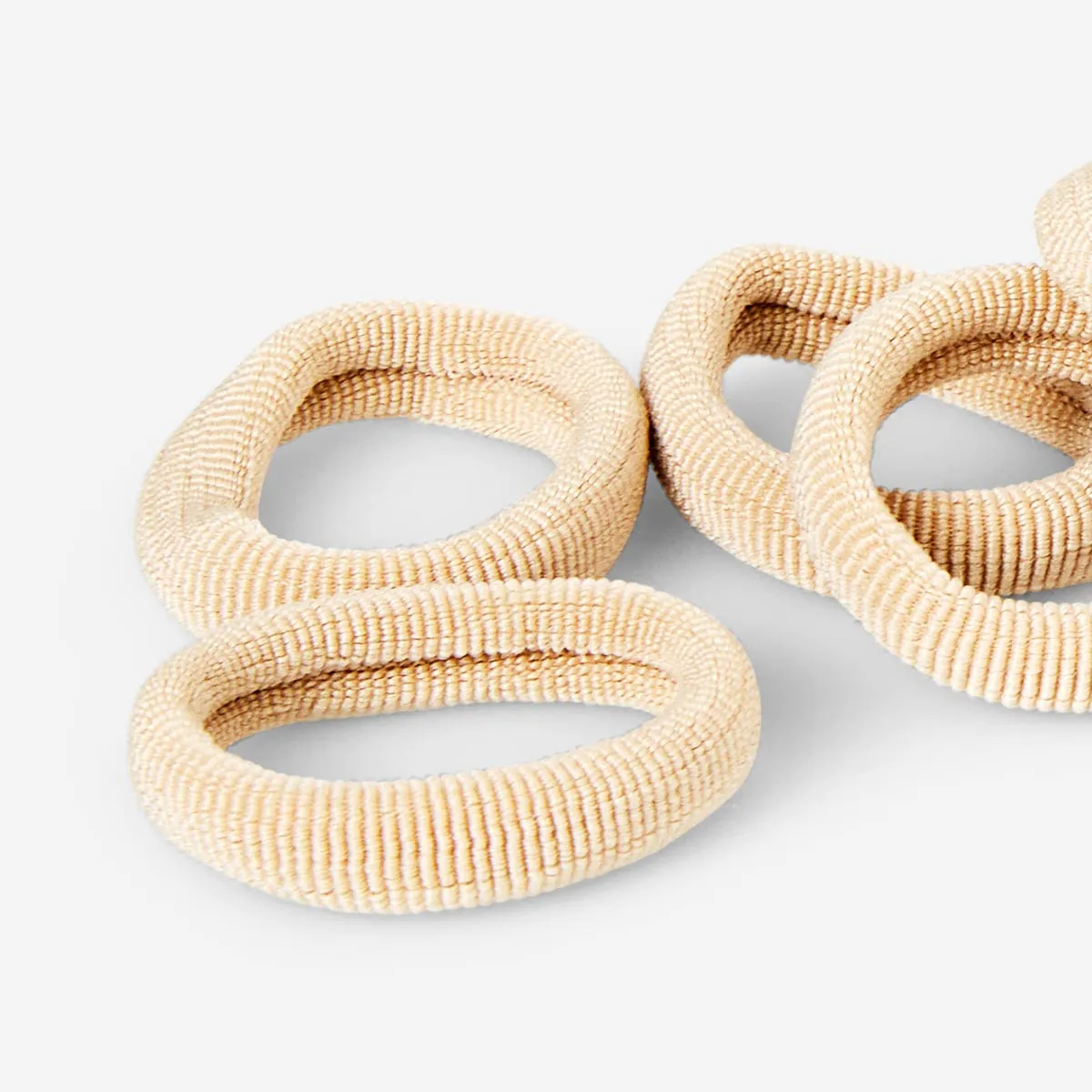 Beige Textile Hair Elastics - 12 pcs