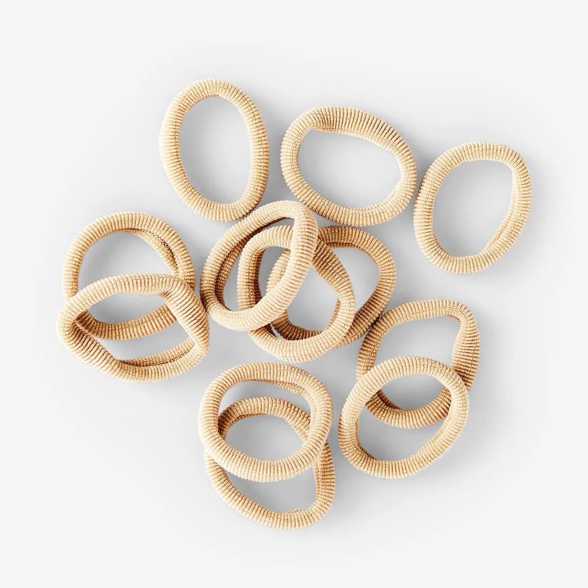 Beige Textile Hair Elastics - 12 pcs