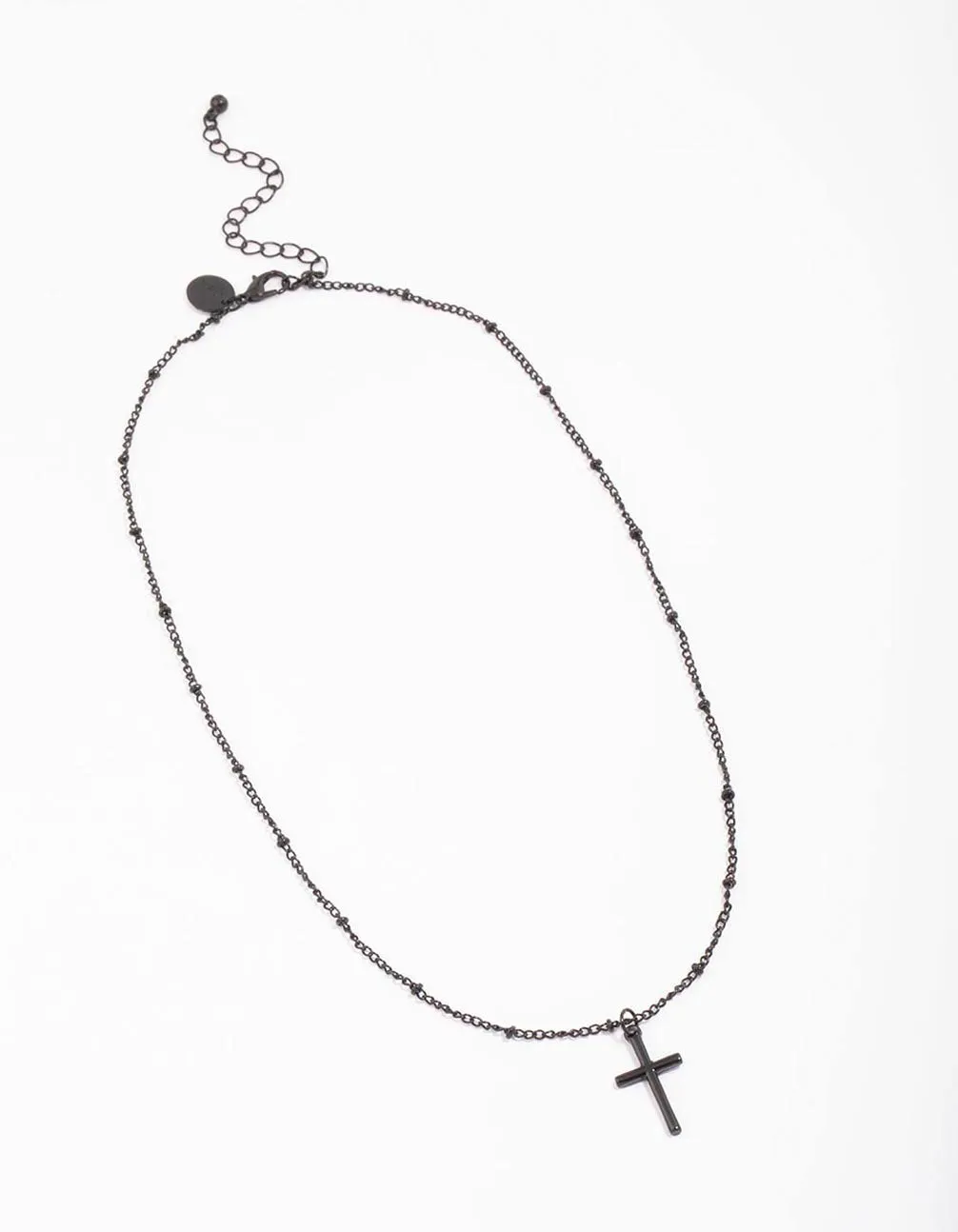 Black Classic Cross Ball Chain Necklace