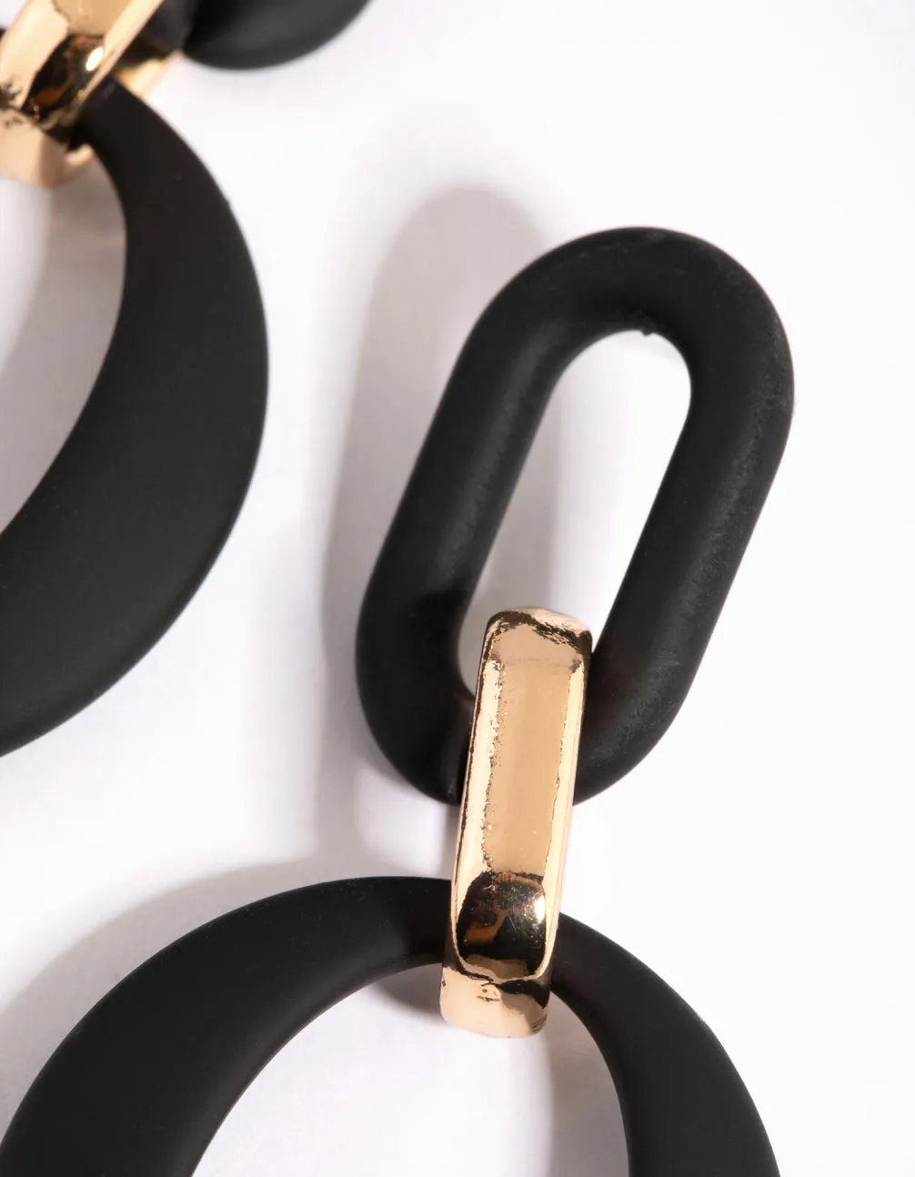 Black Link Drop Earrings