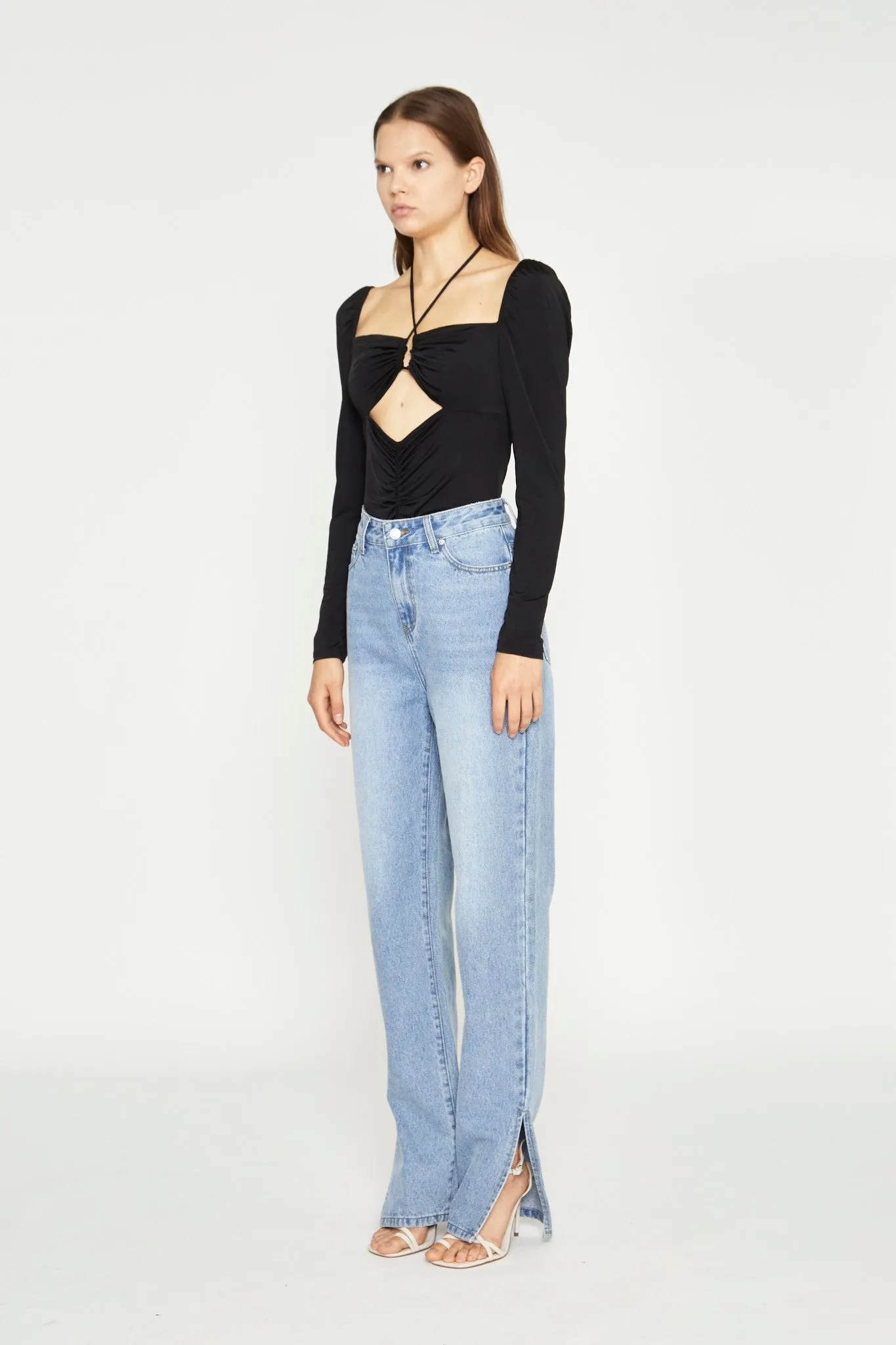 Black Long Sleeve Cut-Out -Bodysuit