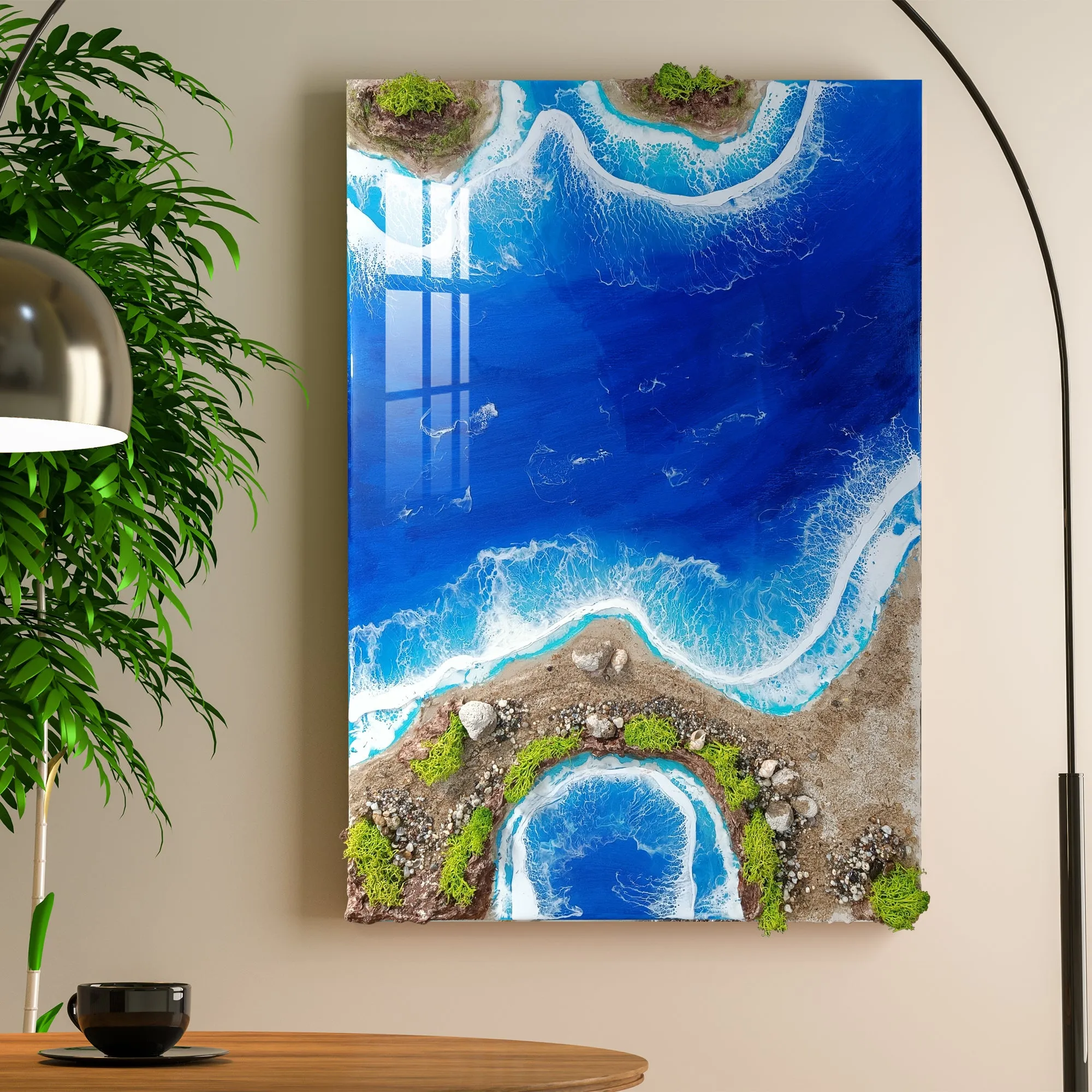 Blue Ocean Waves Epoxy Resin Wall Art