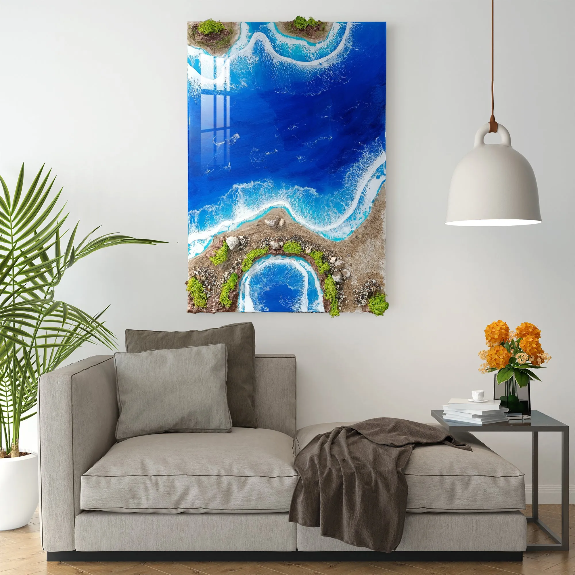 Blue Ocean Waves Epoxy Resin Wall Art