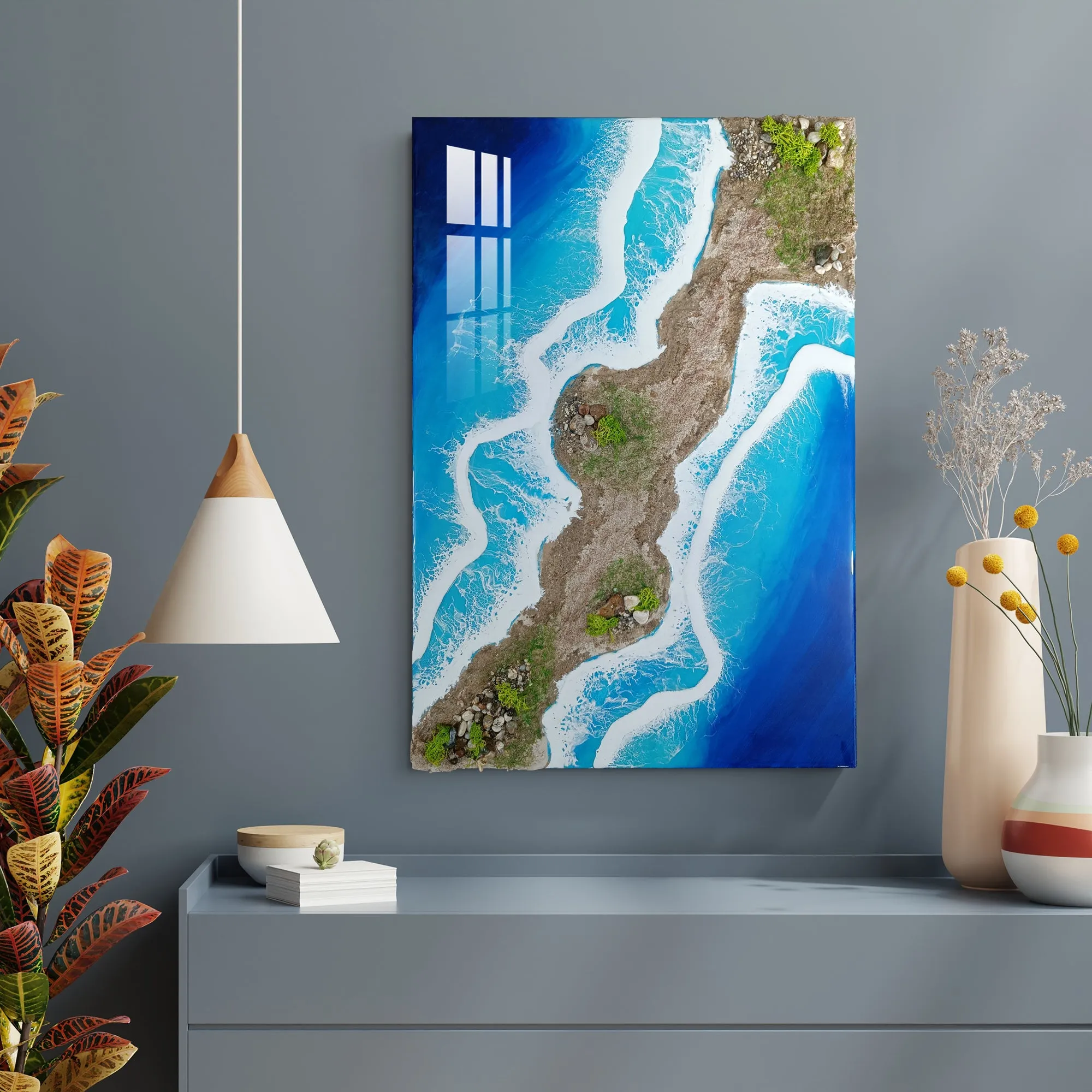 Blue Ocean With Multiple Waves Epoxy Resin Wall Art