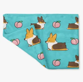 Blue Tricolor Corgi Sploot Fleece Blanket | 3 Sizes