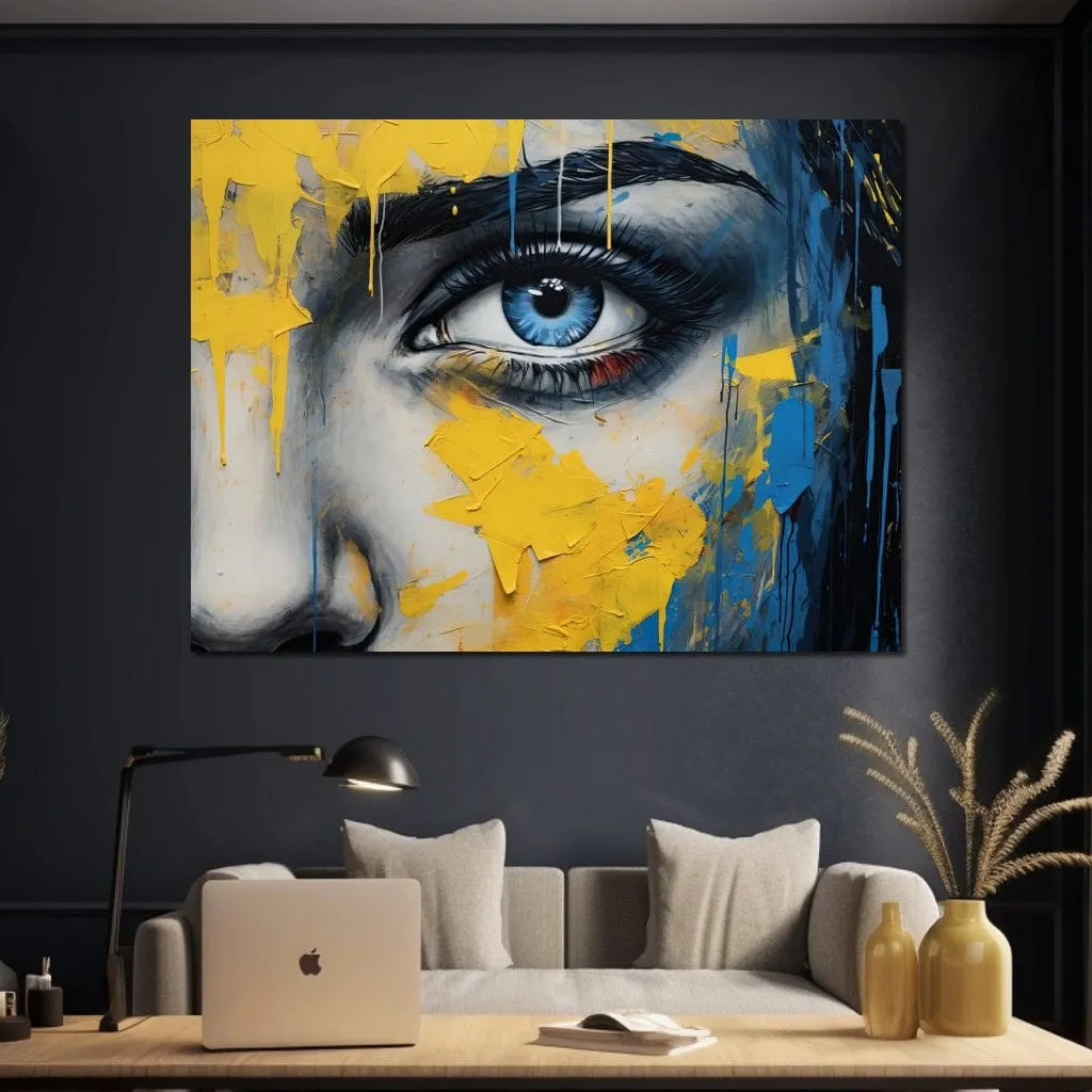 Blue Yellow Urban Graffiti Eye