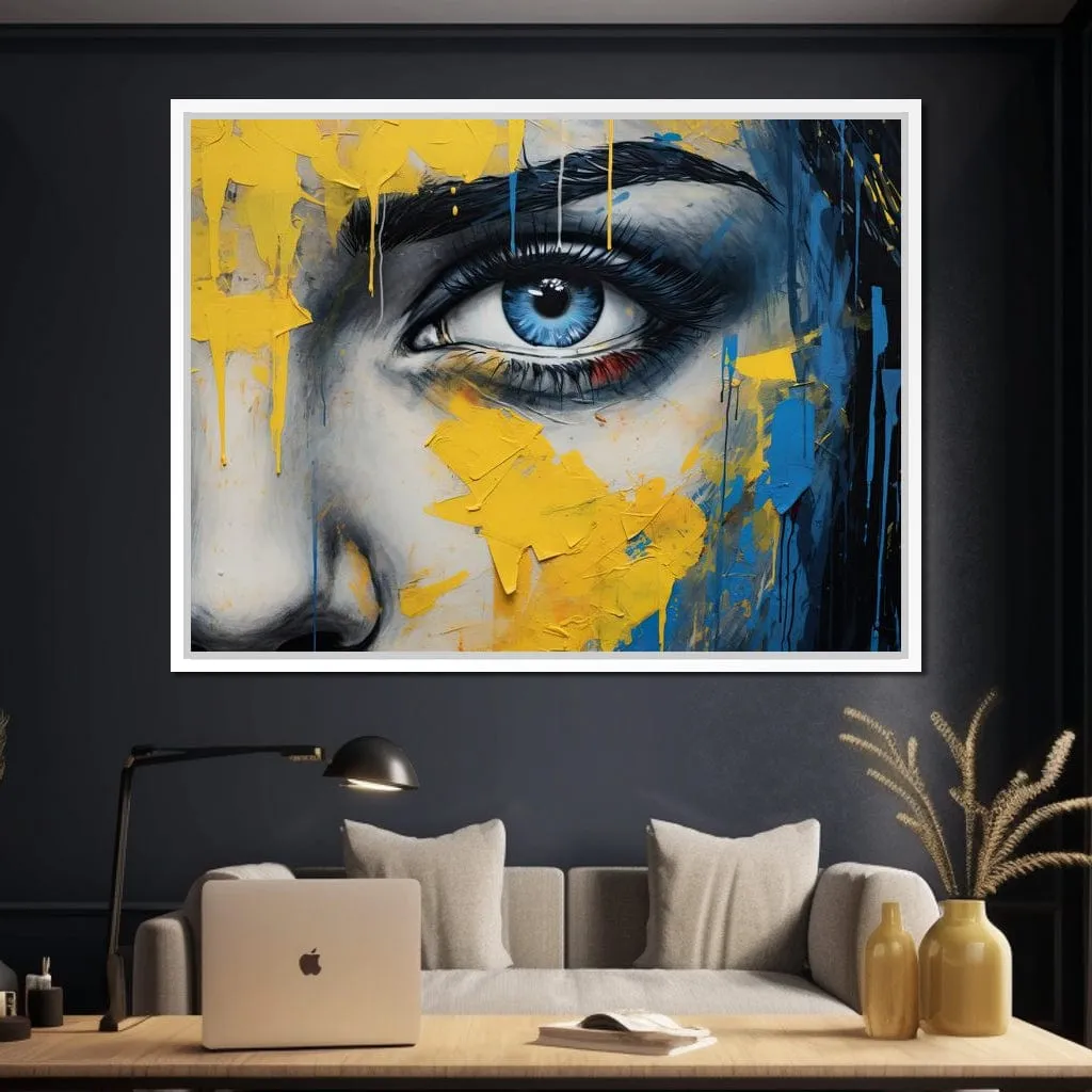 Blue Yellow Urban Graffiti Eye