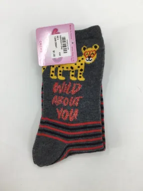 brandless Child Size 4 Gray Valentine's Day Socks