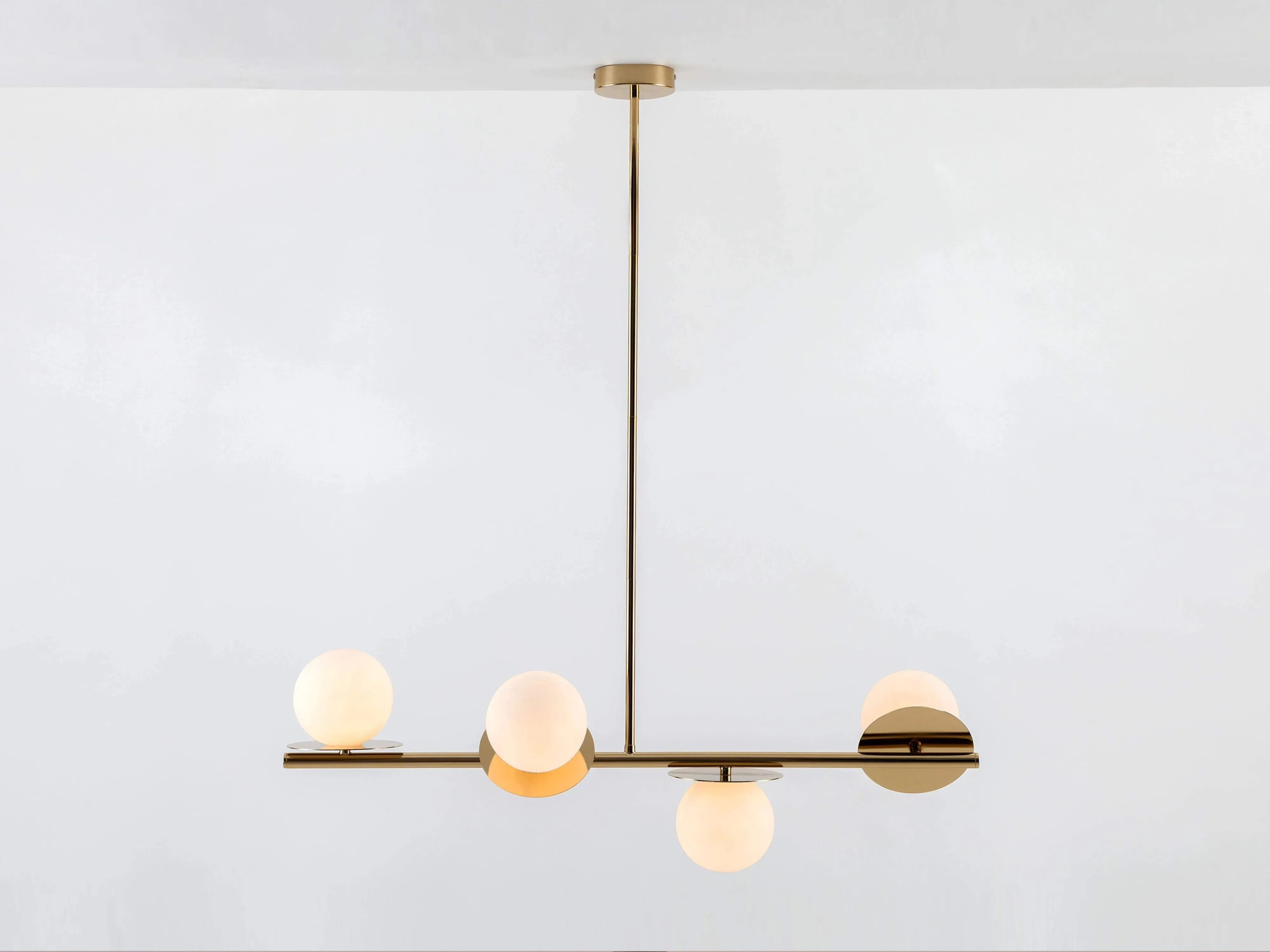 Brass opal disk ceiling light