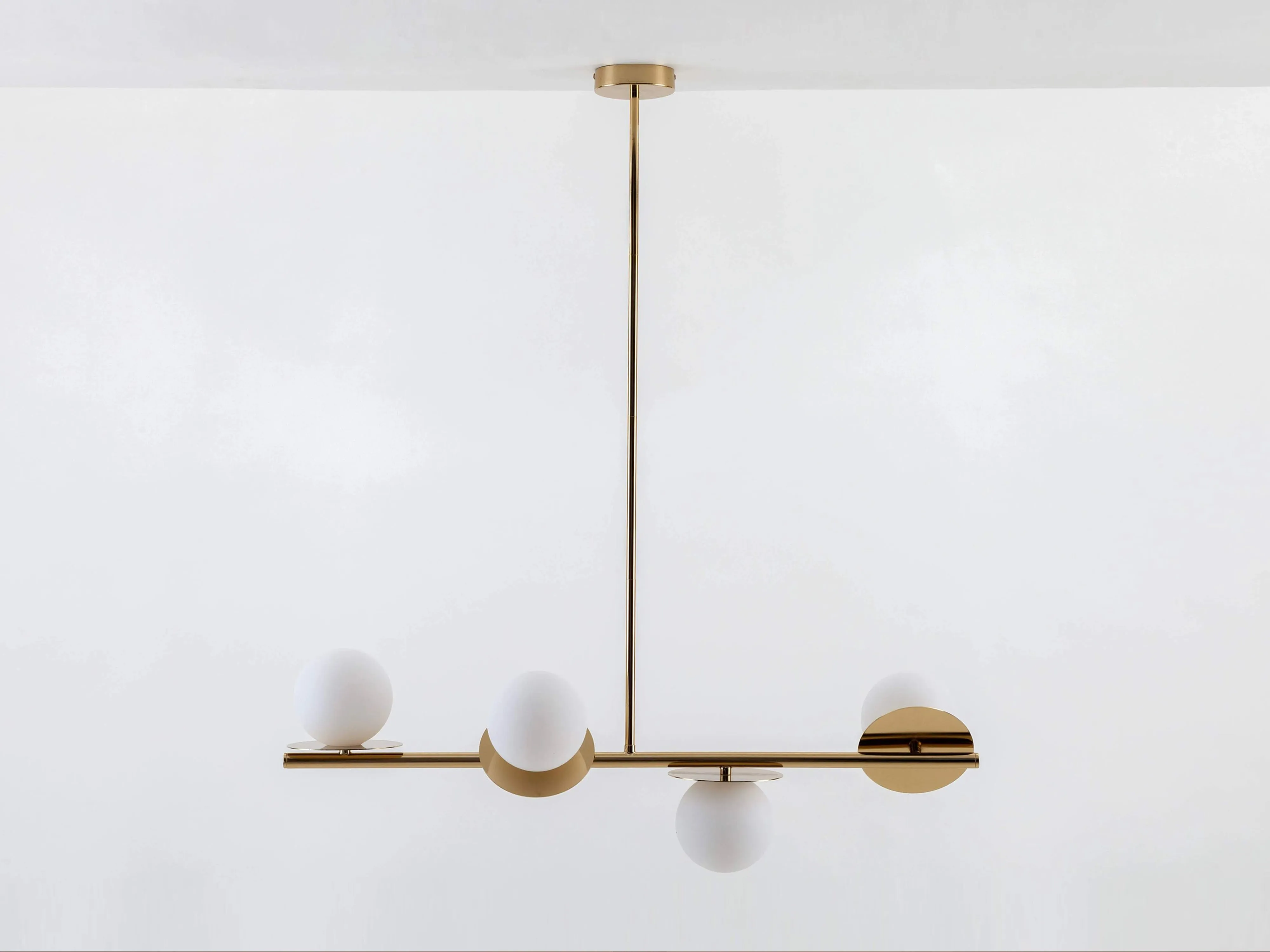 Brass opal disk ceiling light