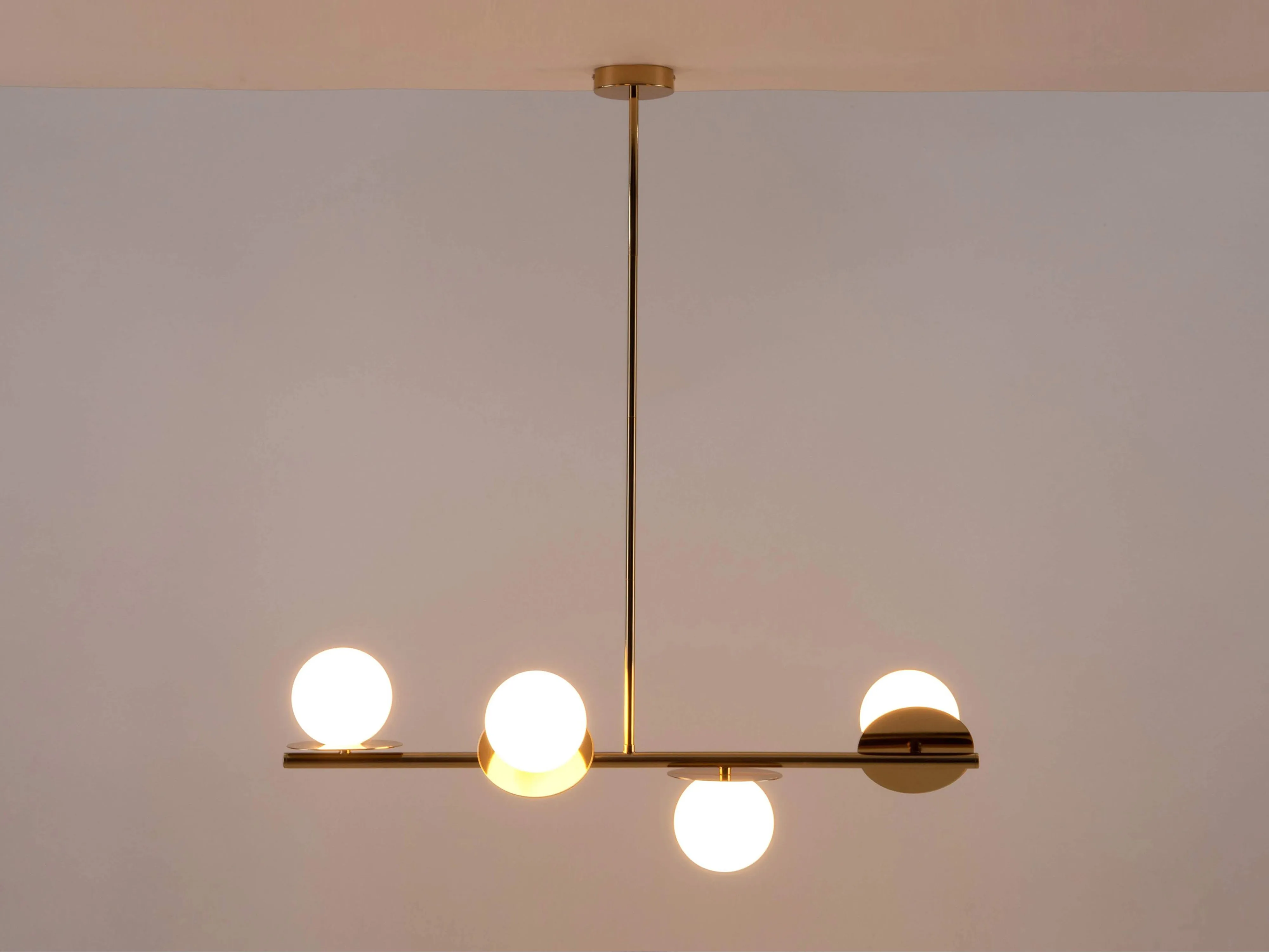 Brass opal disk ceiling light