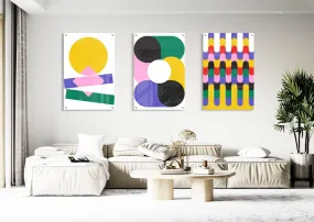 Brightly Geometrical Pattern Set of 3 Prints Modern Wall Art Modern Artwork