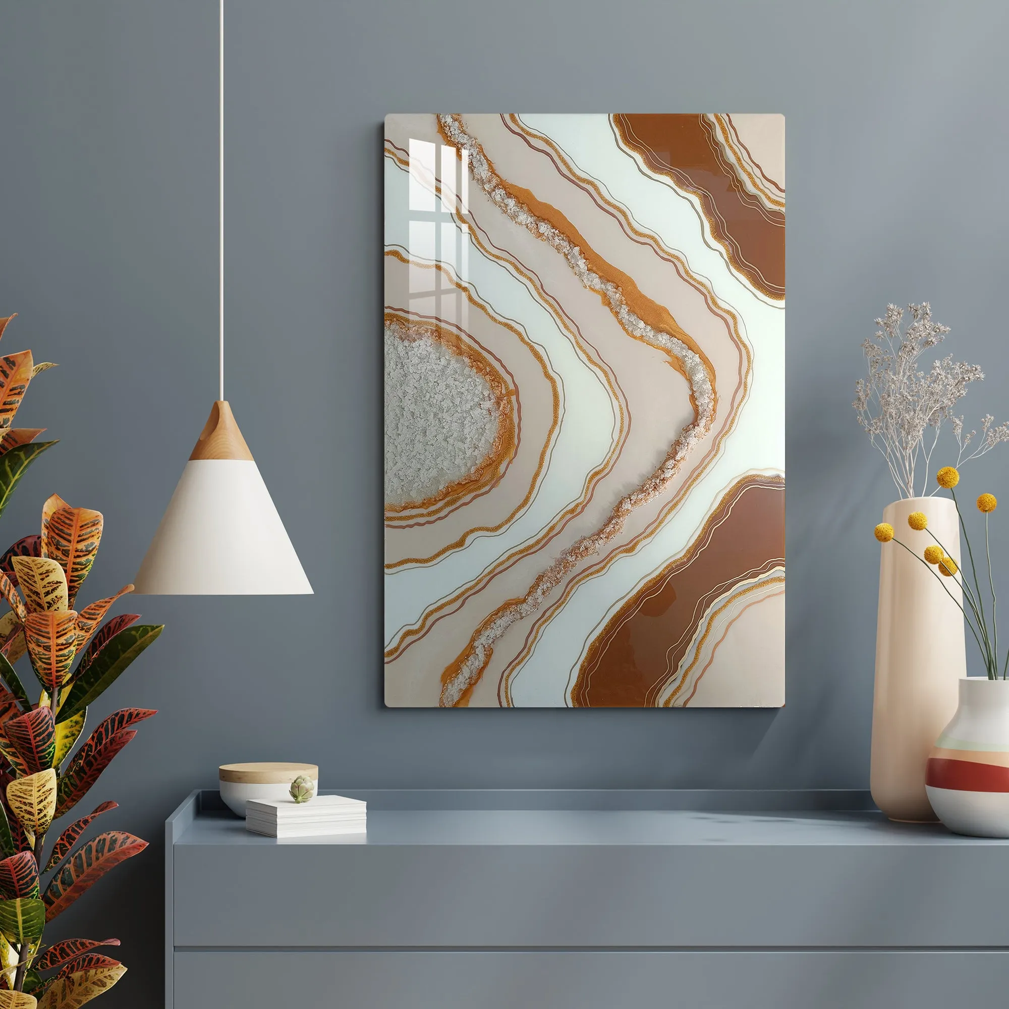 Brown lines Epoxy Resin Wall Art