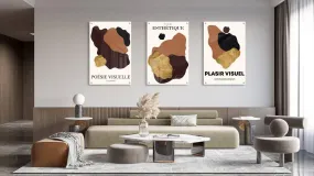 Brown Spots Pattern Set of 3 Prints Modern Wall Art Modern Artwork