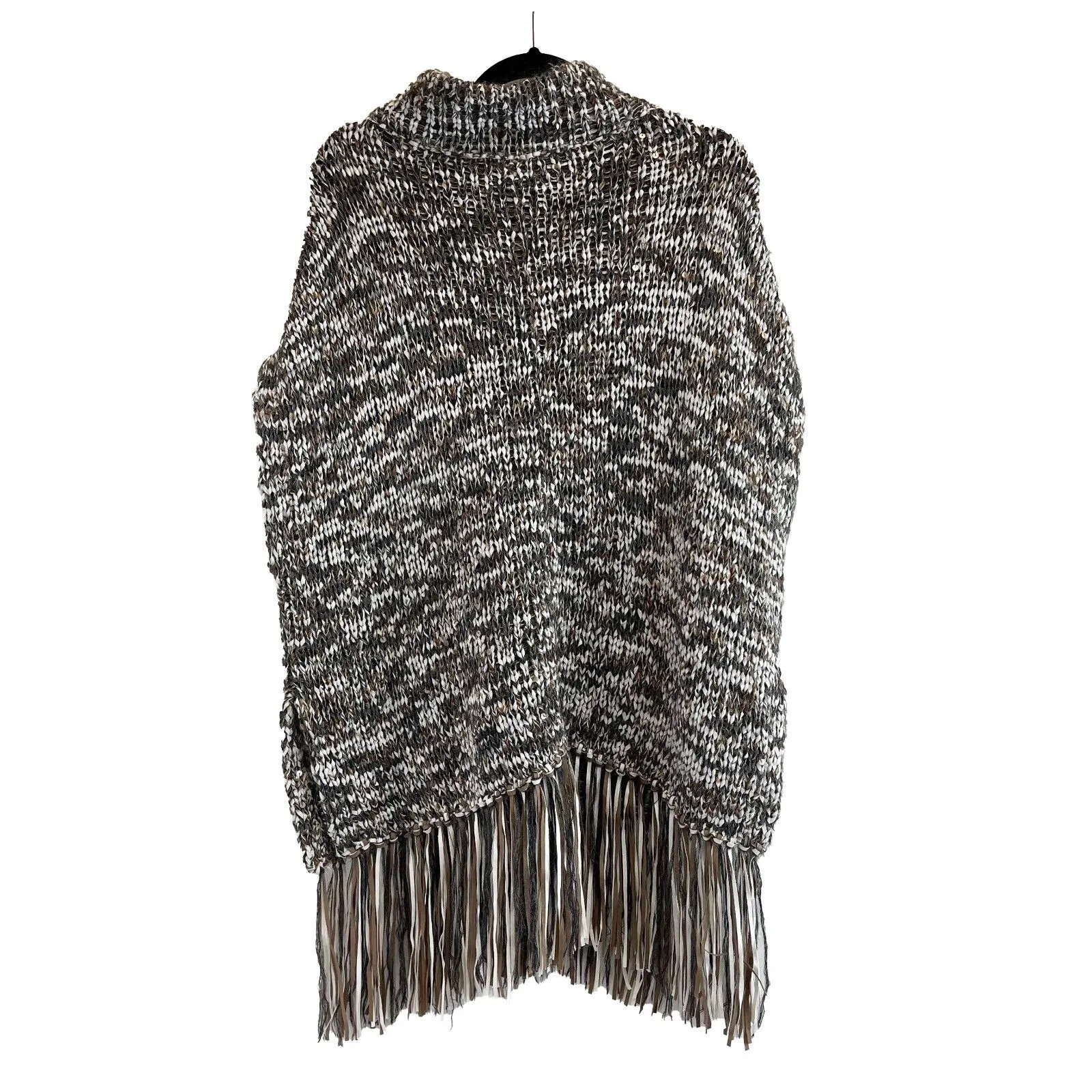 Brunello Cucinelli - Pristine - Poncho Fringe Turtleneck Sweater Coat Medium M