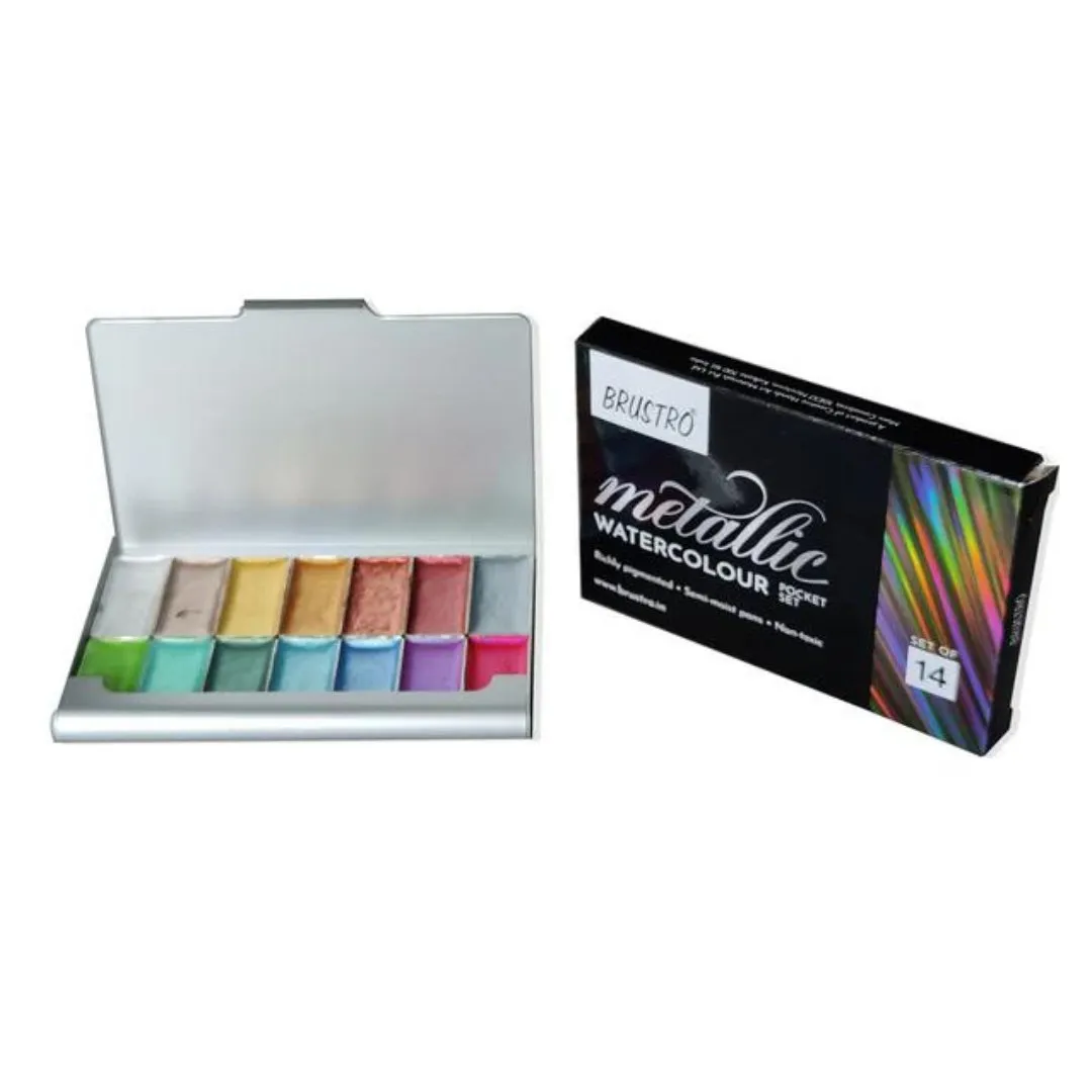 Brustro Metallic Watercolour Pocket Set Of 14