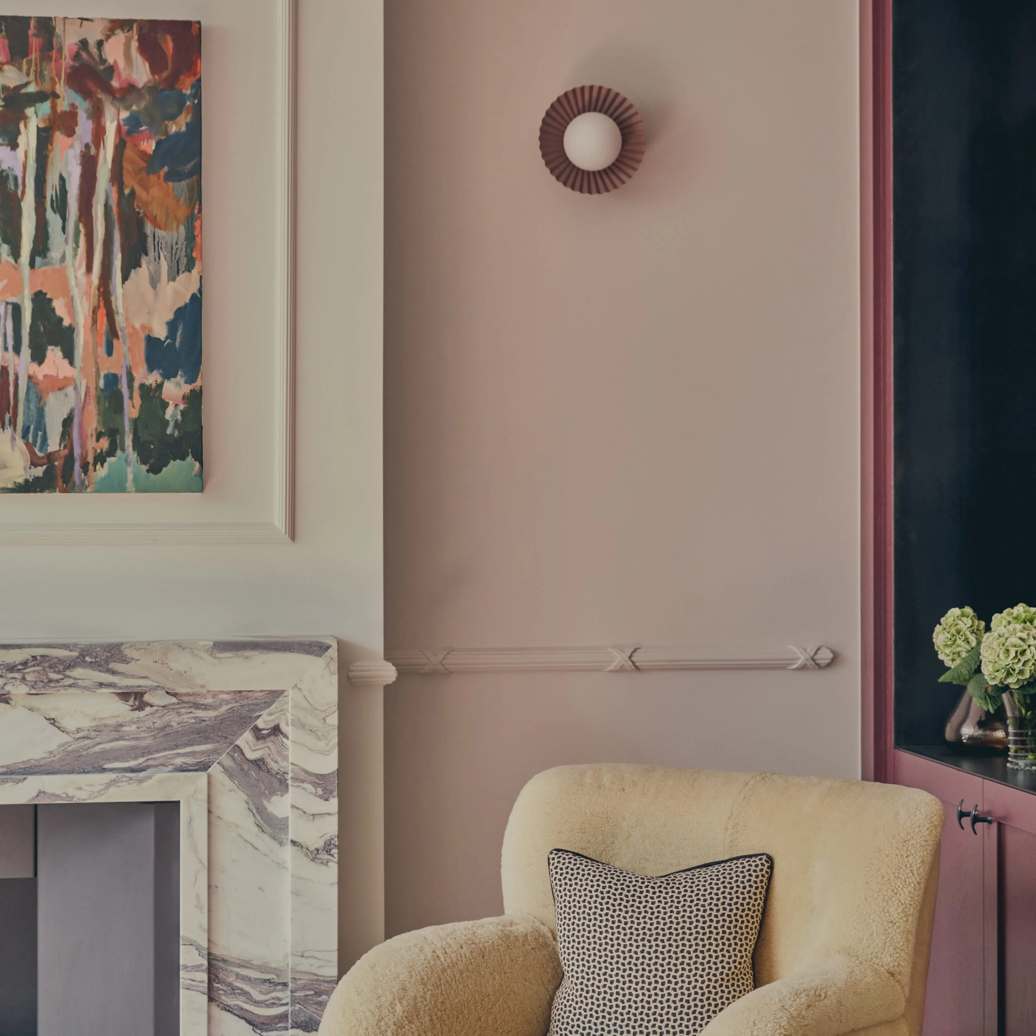 Burgundy flush pleat wall light