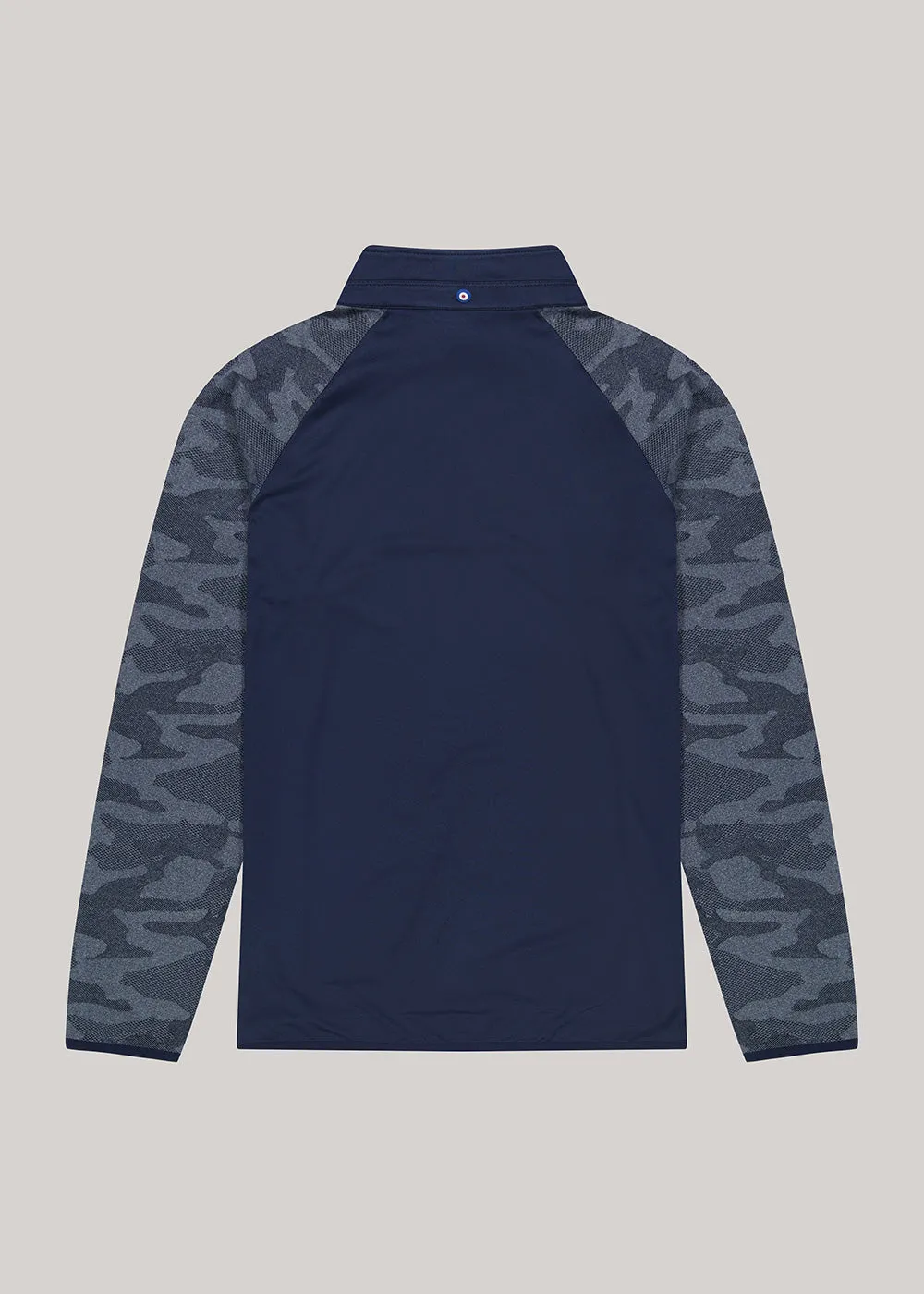 Camo Jacquard Sleeve Quarter Zip - Navy