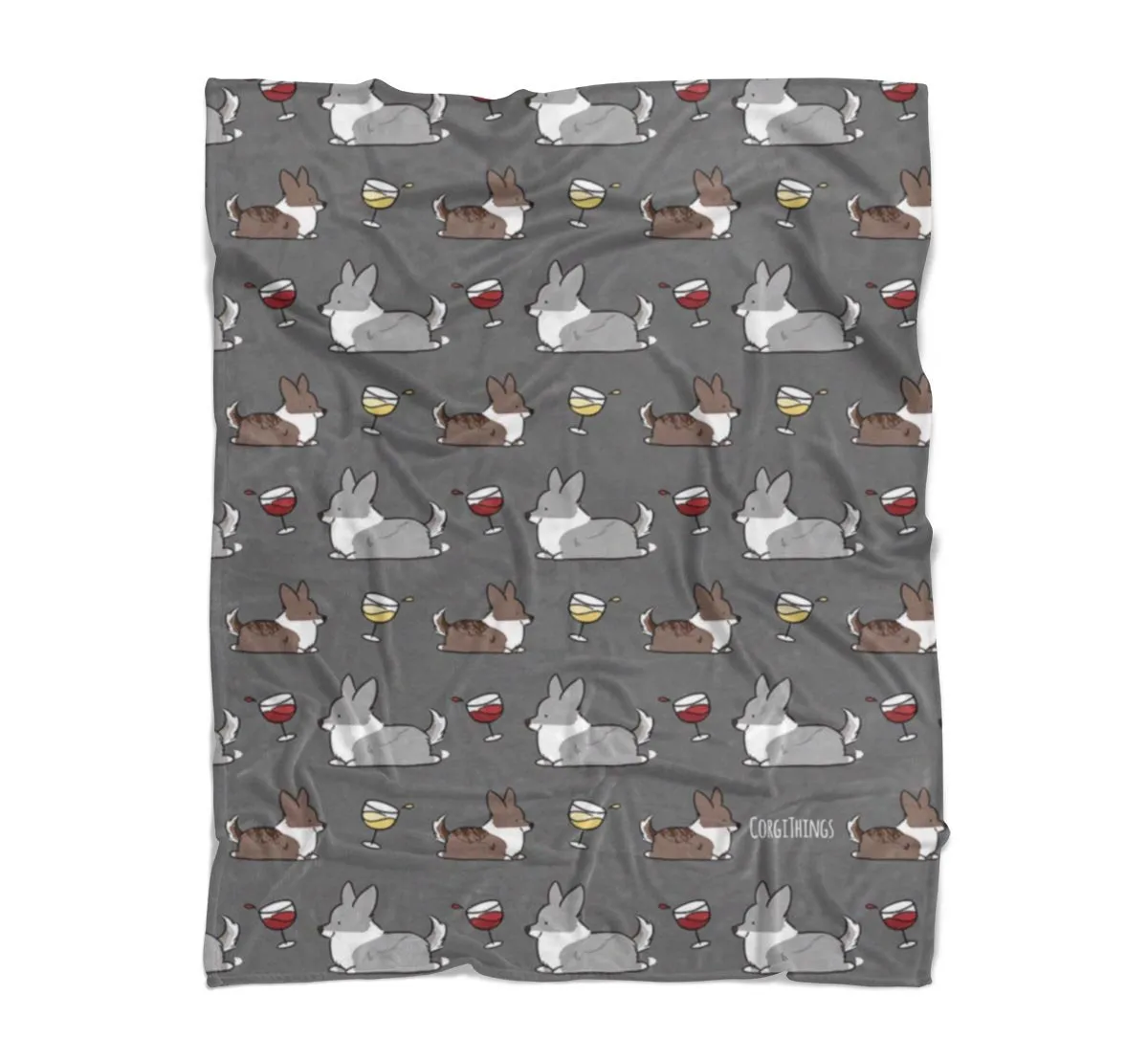 Cardigan Corgis & Wine Fleece Blanket | 3 Sizes